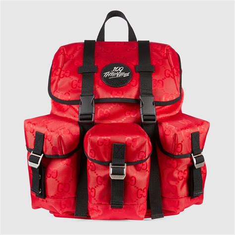 100t gucci backpack|Gucci Off The Grid x 100 Thieves Backpack Red .